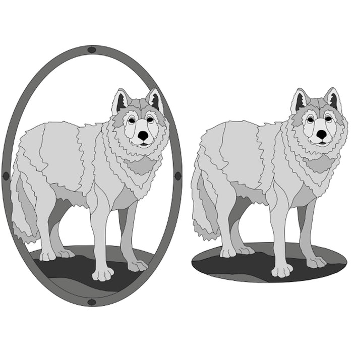 Wolf Standing w/oval frame
