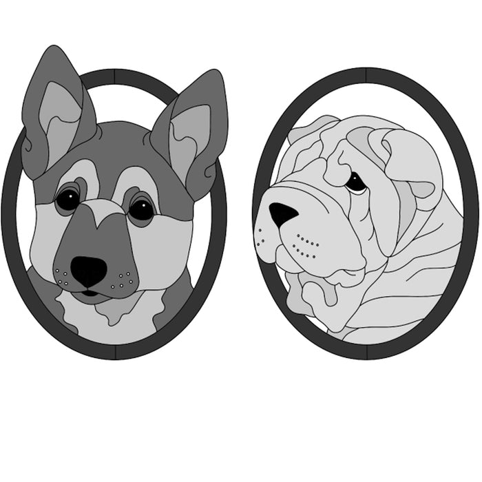 German Shepherd & Shar Pei Puppy Heads