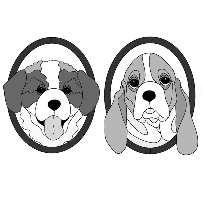 St. Bernard & Basset Puppy Heads