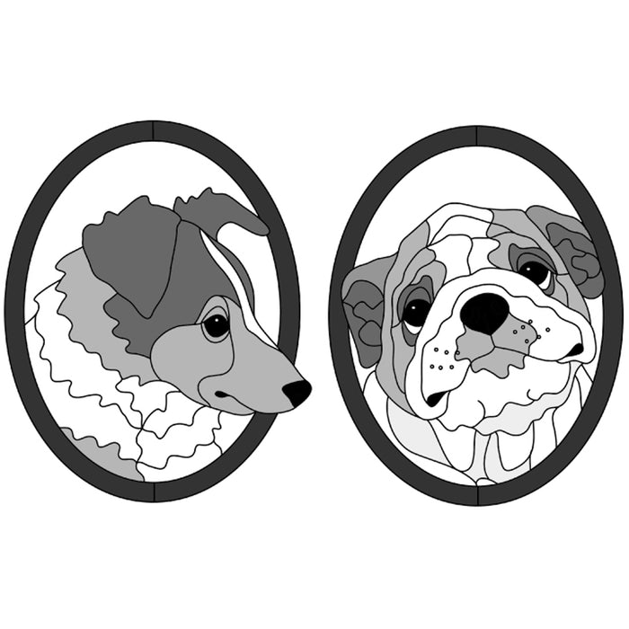 Sheltie & Bulldog Puppy Heads