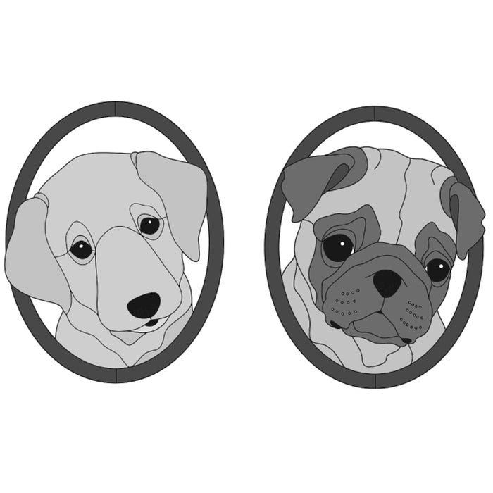 Labrador & Pug Puppy Heads