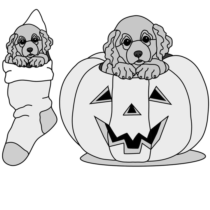 Stocking and Pumpkin Pups Golden Retriever