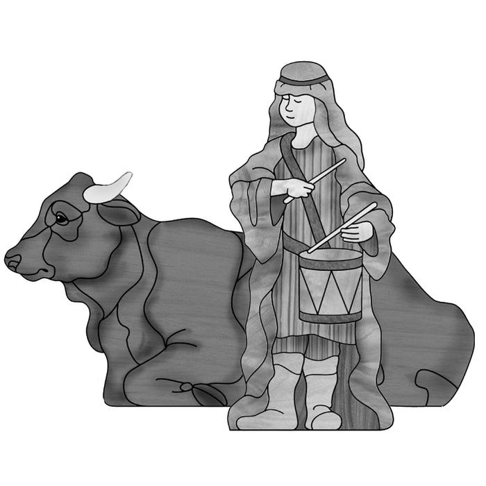 Drummer Boy and Cow Nativity two sided figures