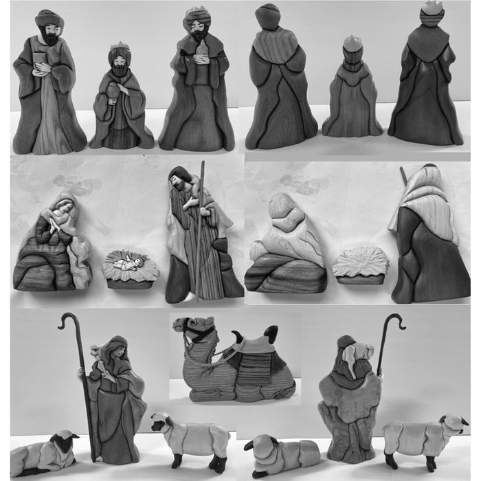 Small Set of 12 two sided nativity figures