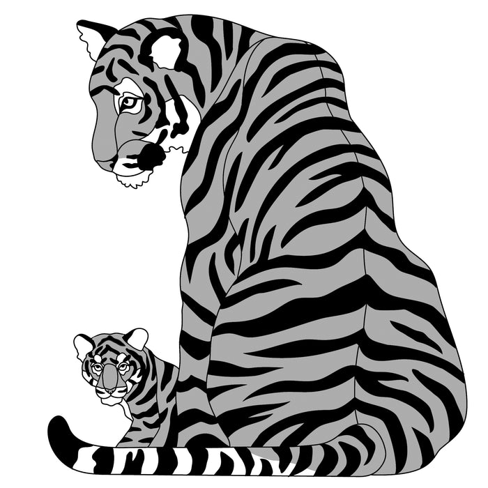 Sitting Tiger with Cub