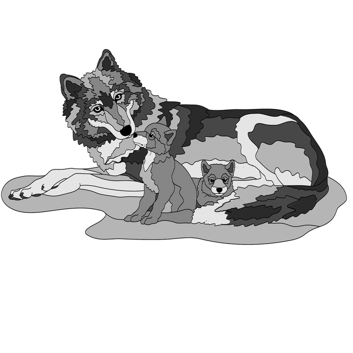 Wolf with cubs