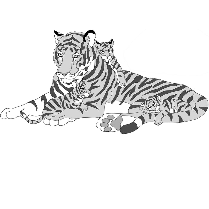 Tiger with Cubs Oversized
