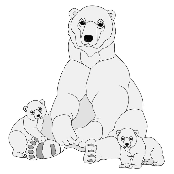 Sitting Polar Bear & Cubs