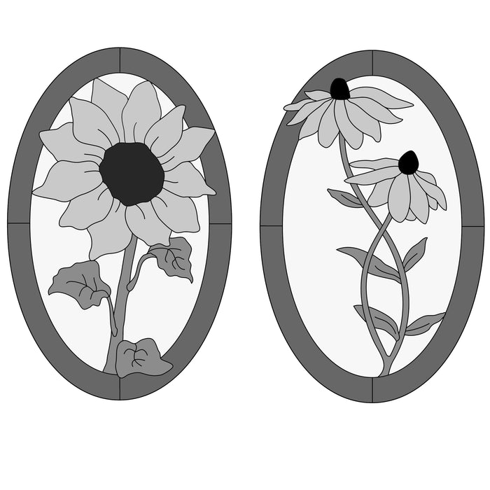 Sunflower & Black-eyed Susan in Oval Frame