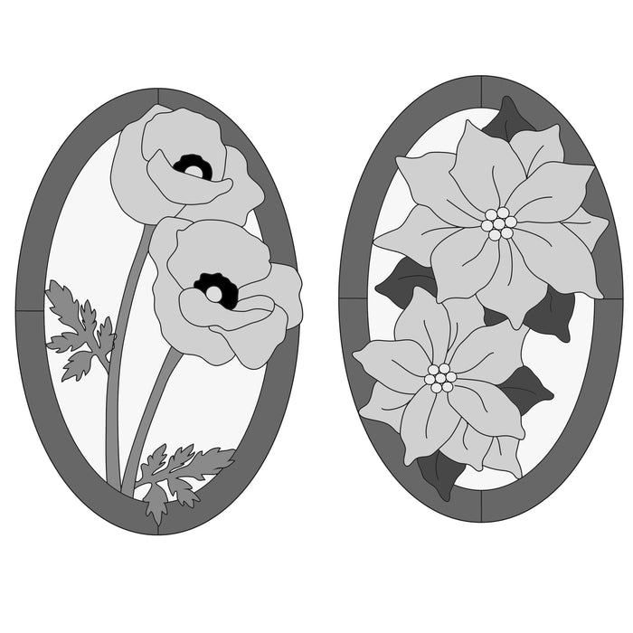 Poppy & Poinsettia Oval frame