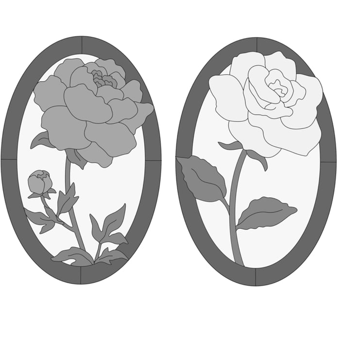 Rose & Peony in Oval frame
