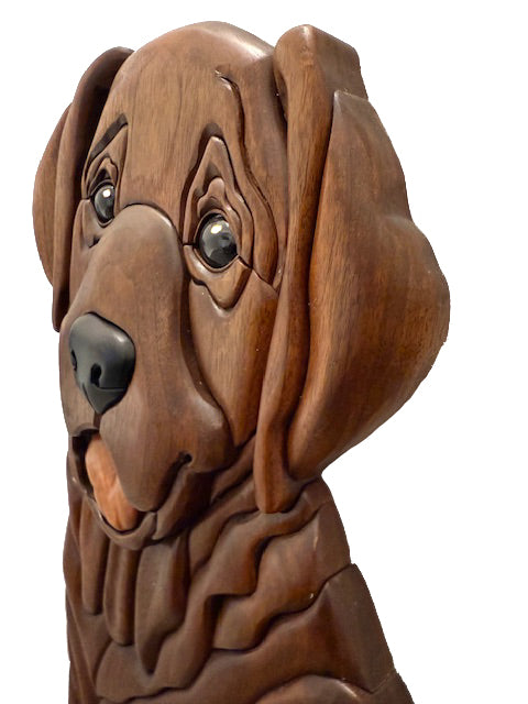 Life size Labrador Sitting Intarsia Wood Art