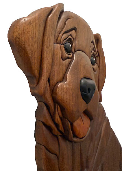 Life size Labrador Sitting Intarsia Wood Art