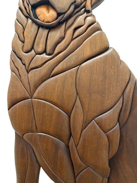 Life size Labrador Sitting Intarsia Wood Art