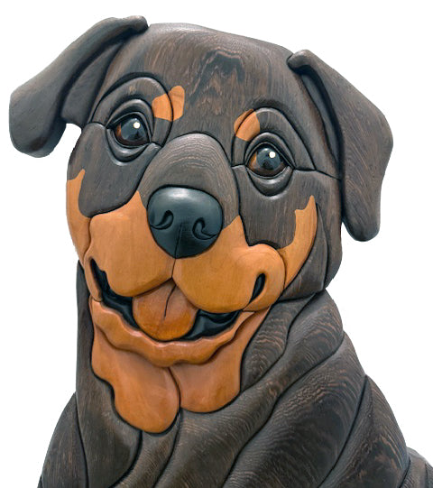 Life size Rottweiler Art Intarsia Piece