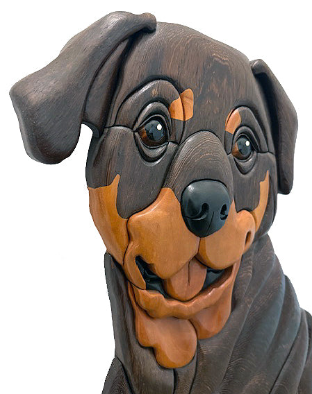 Life size Rottweiler Art Intarsia Piece